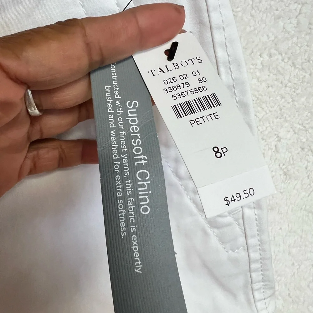 Talbots White Bermuda Shorts Tailored Cotton Blend - Picture 2 of 7